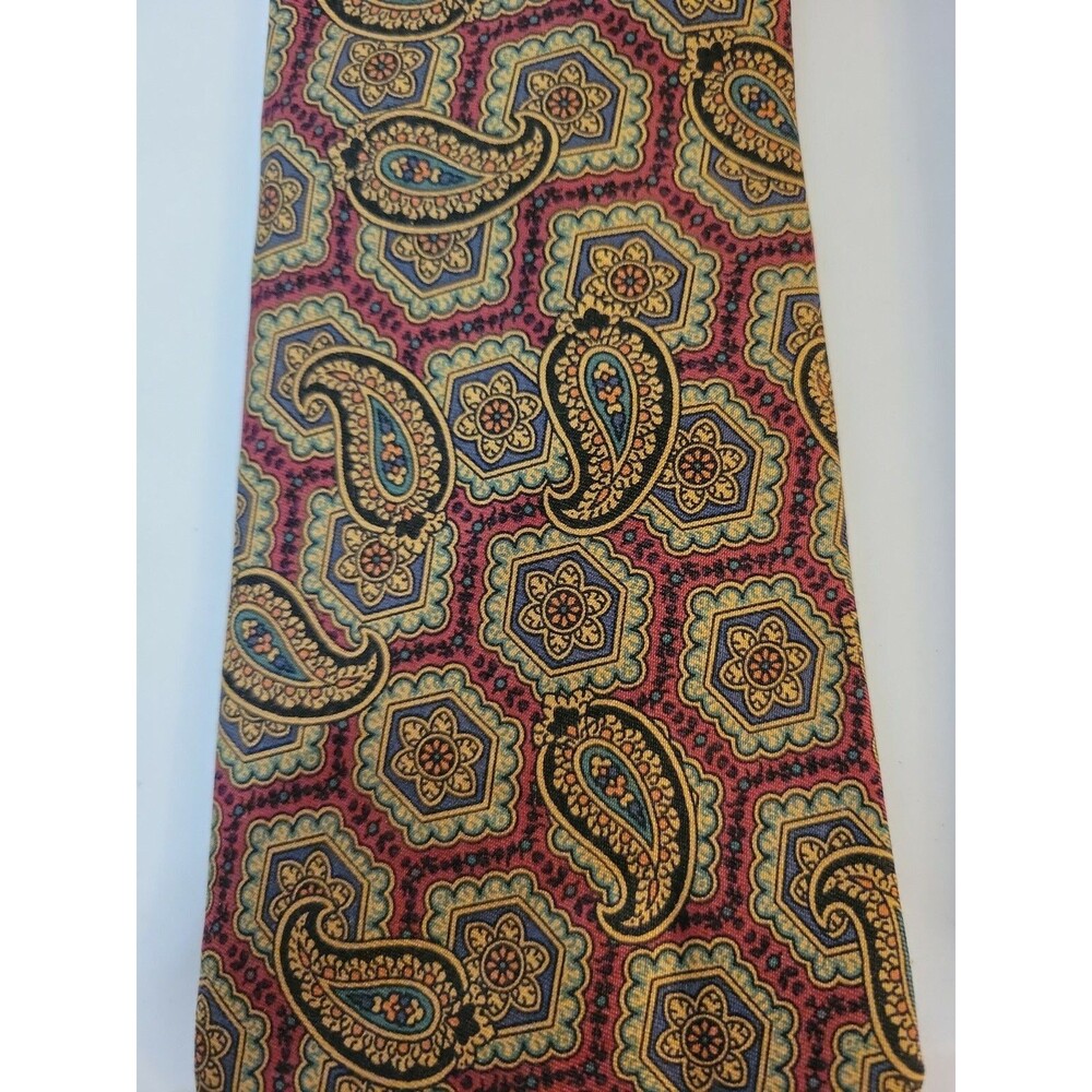Peter Hawkes Ltd 100% Italian Silk Mens Paisley Tie Classic Red Gold